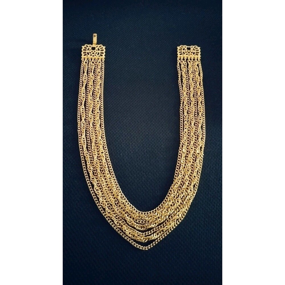 VTG Rare Signed Mid-Century Crown Trifari 7 strand necklace Choker Clasp Closure